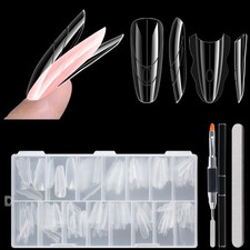 New Fcozpjk Sandwich Dual Nail Forms for Builder Gel 180PCS with Brush Pen File