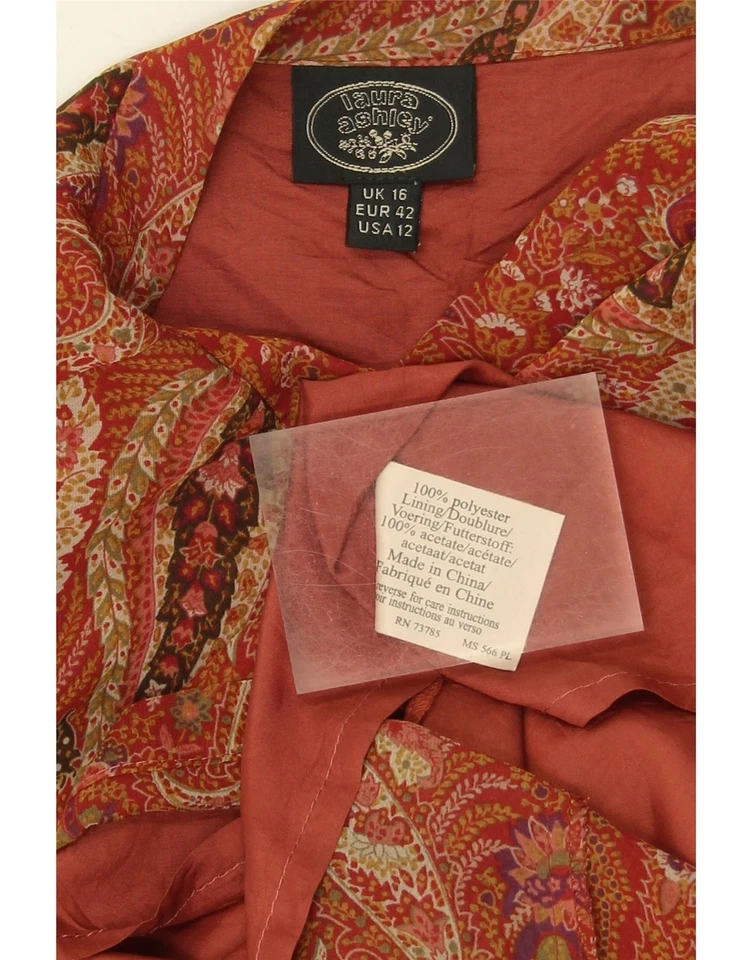 LAURA ASHLEY женщин трапециевидная юбка Великобритании 16 большой W32 темно-бордовый пейсли полиэстер DC23 - Изображение 3 из 3