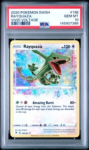 2020 POKEMON SWORD & SHIELD VIVID VOLTAGE #138 RAYQUAZA PSA 10