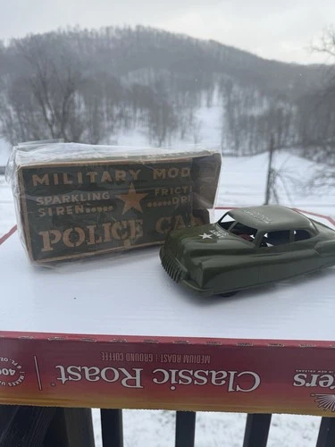Vintage Marx Military Model Police Car Friction Working w/ Original Box