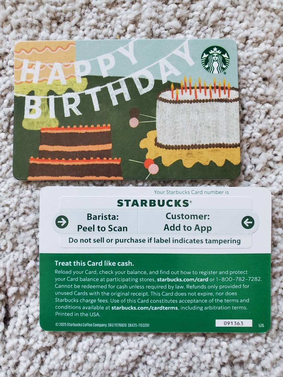 2025 Starbucks Cards HAPPY BIRTHDAY #6338 (cards have hidden pins