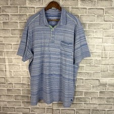 Tommy Bahama Coastal Blue Heathered Polyester Pocket Polo Shirt Mens XL Stretch