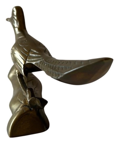 Vintage Mid Century 8.5" Modern Solid Brass Roadrunner Figure Sculpture - Picture 4 of 7