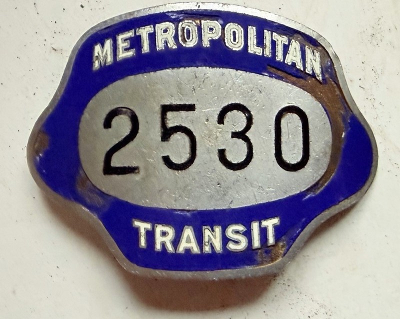 Metropolitan Transit Train Trolley Badge 2530 Massachusetts Boston Subway.