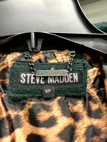 Steve Madden Women’s Green Belted Wool Blend Coat Size Small Long Jacket - Picture 8 of 13
