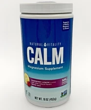 Natural Vitality Calm Magnesium Supplement Raspberry Lemon 325mg 16oz Exp 5/27+