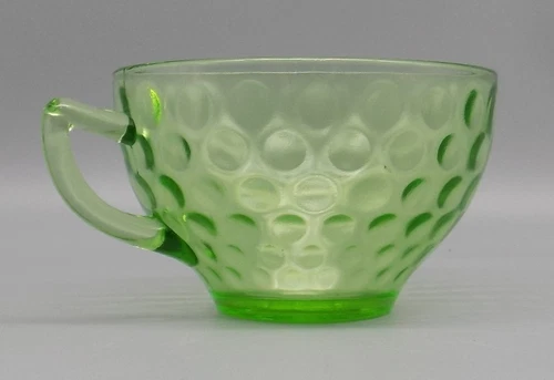Federal Raindrops Uranium Coffee Tea Cup Round Dots Glows 1920s Depression