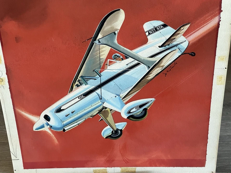 JO KOTULA 1959 Modelo Avión Noticias Arte de Portada Pintura Original Con Revista ☼ Foto 3 de 4