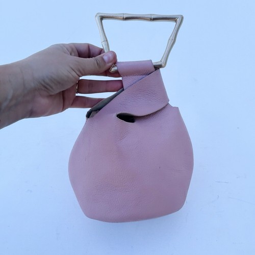 Cult Gaia Pink Mini Astraea Tote Bag Purse Blush Gold Leather Statement - Picture 8 of 10