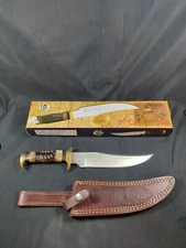 Chipaway Cutlery 12" -7.25" Fixed Blade Hunting Knife Sheath Torched Bone Handle