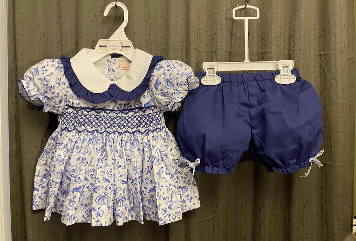 Girls NWT Smockingbird Smocked Dress Set Bloomers 18 Mos Lined
