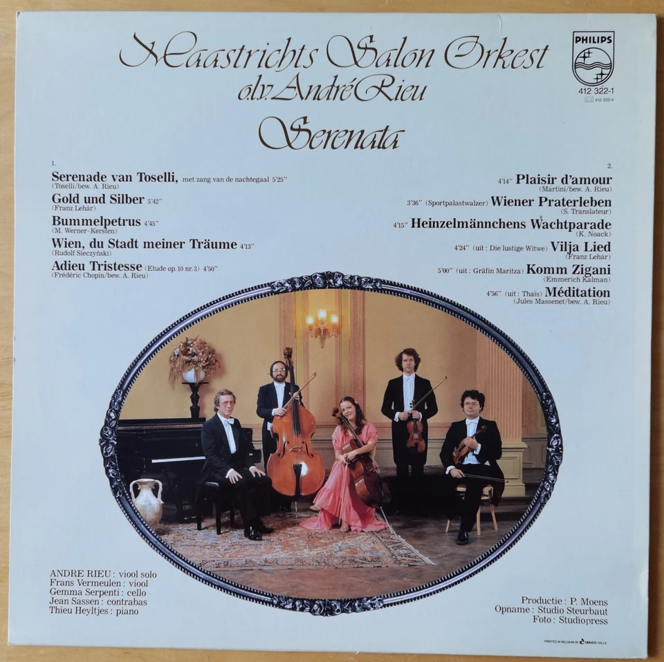 Audiophile Andre Rieu Maastricht Salon Orchestra Serenata LP Dutch Philips ED1 - Image 2 of 2