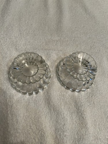 Vtg National Jeannette Pair Clear Glass Panaled Footed 3 1/4”Nut Mints Candies - Picture 4 of 5