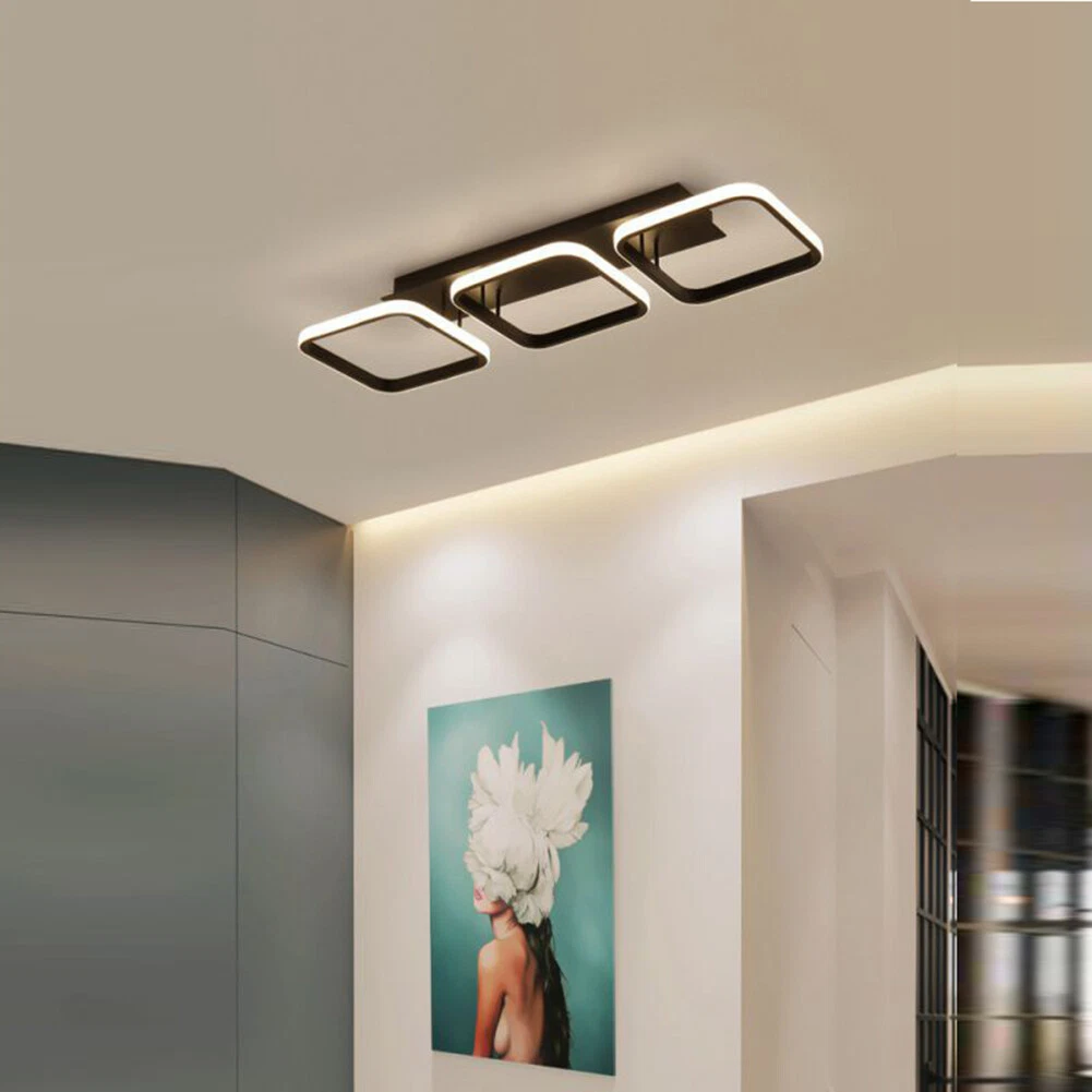 Modern LED Ceiling Chandelier Hanging Lights for Living Bedroom B Square Black