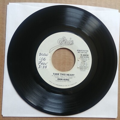 DON KING Take This Heart DJ PROMO 45 7'' COUNTRY Record Vinyl EPIC Records