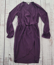 Forever 21 Purple Faux Wrap Surplice Long Sleeve Dress Women's S