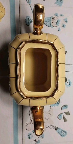 Sadler Yellow Gold Gilded Cube Teapot 1922 Made In England Antique Rare Nice - Picture 6 of 15