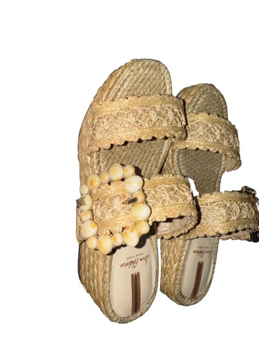 Sam Edelman Cadance Double Strap Raffia Wedge Platform Sandals Size 7M - Picture 2 of 5