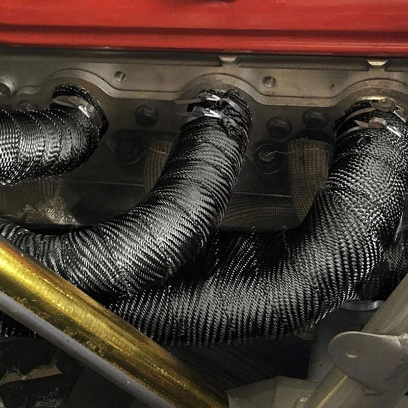 Cinta de envoltura de tubo de escape de automóvil de 1,5 metros cinta de aislamiento de fibra de vidrio térmico Foto 4 de 4
