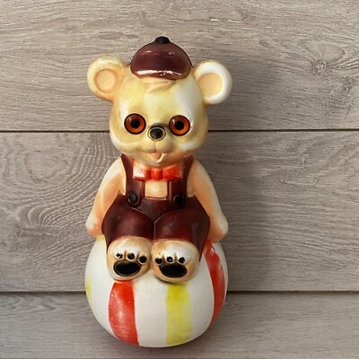 Seltener Vintage Hartplastik Roly Poly Glockenspiel Ball Kinderspielzeug