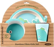 TheClearConscience Bamboo kids dinnerware set I 5 pieces tableware set -Whale
