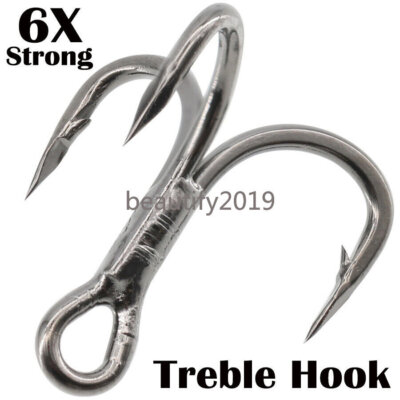 20pcs 6x Super Sharp Round Treble Hook 8# 6# 4# 2# Treble Hooks Fishing Tackle