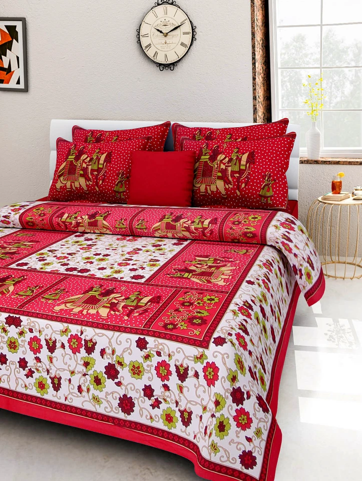 Juego de ropa de cama colcha estampada Jaipuri funda almohada algodón indio king Foto 2 de 4