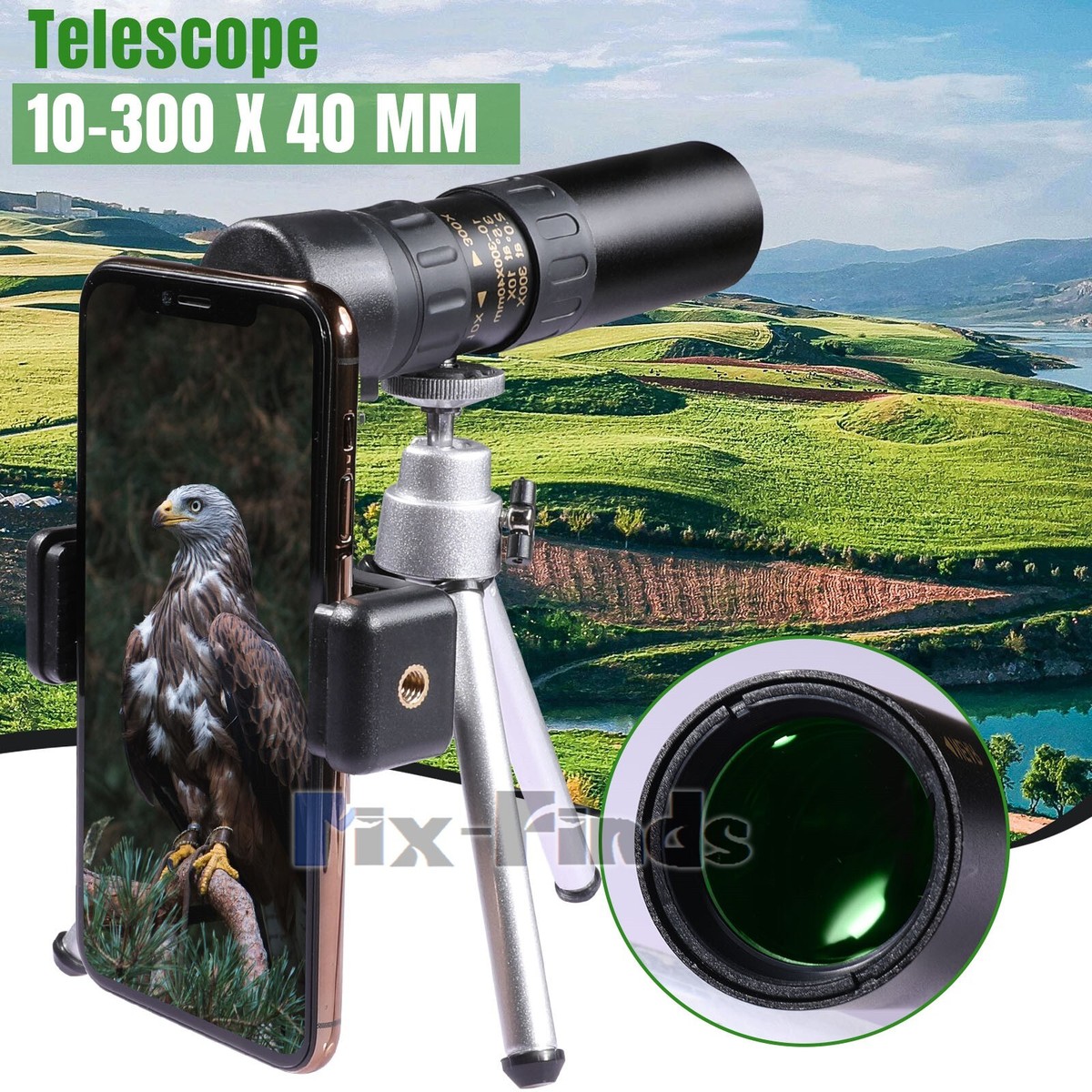 Portable 4K 10-300X40mm Super Telephoto Zoom Monocular Telescope Night Vision