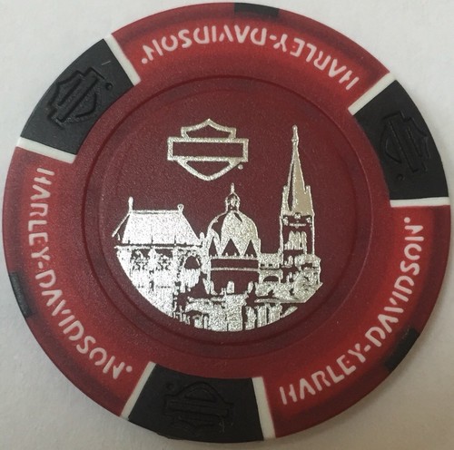 AACHEN, GERMANY KOHL HARLEY DAVIDSON POKER CHIP (RED & BLACK) - 第 2/2 張圖片