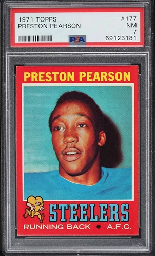 1971 Topps FB Card #177 Preston Pearson Pittsburgh Steelers ROOKIE RC PSA 7 NRMT