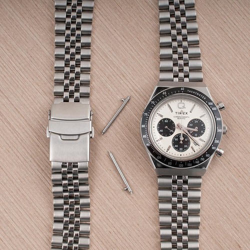 Q Timex Jubilee Watch Bracelet M79 GMT Chrono Replacement 18mm Strap Band AE1200 - Picture 11 of 34