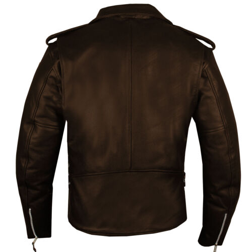Chaqueta de motociclista de encaje lateral de cuero de búfalo icónica de motocicleta premium para hombre - Imagen 4 de 15