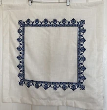Madison Park Euro Sham 26 x 26" Indigo Sky Ivory Blue Embroidered Pillow Cover