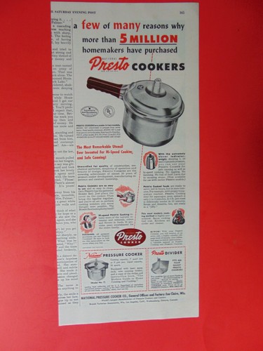 1947 PRESTO PRESSURE COOKERS 5 Million Sold!art print ad