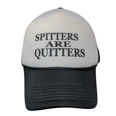 Unbranded Men's Snapback Mesh Back Hat Black White Spitters Are Quitters Logo
