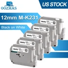 5PK M-K231 M231 For Brother P-Touch 12mm Label Tape White 1/2" PT-55 PT-85 PT-70