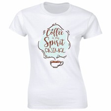 Camiseta para mujer Coffee Is My Spirit Animal with Cup Image blanca
