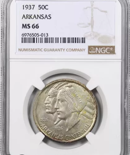 1937 MS66 Arkansas Commemorative Half Dollar NGC Mint State 66 ** Free Shipping!