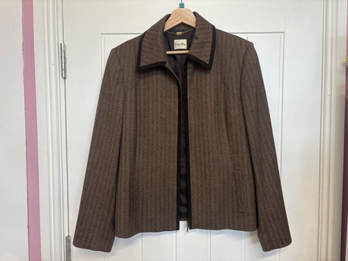 VIYELLA Vintage Ladies Brown Wool Suit Jacket, UK Size 14