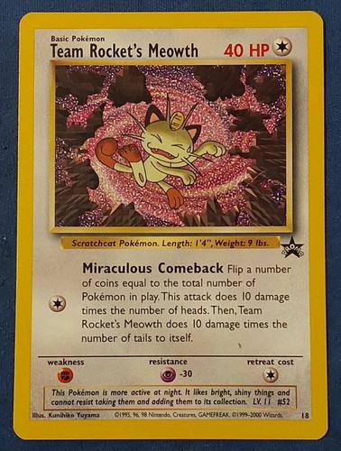 Pokemon Team Rocket's Meowth 18 Black Star Promo Vintage WOTC NM B11