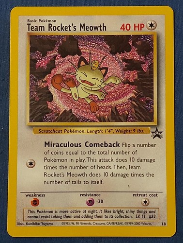  Pokemon Team Rocket's Meowth 18 Black Star Promo Vintage WOTC NM B833 - Picture 1 of 2