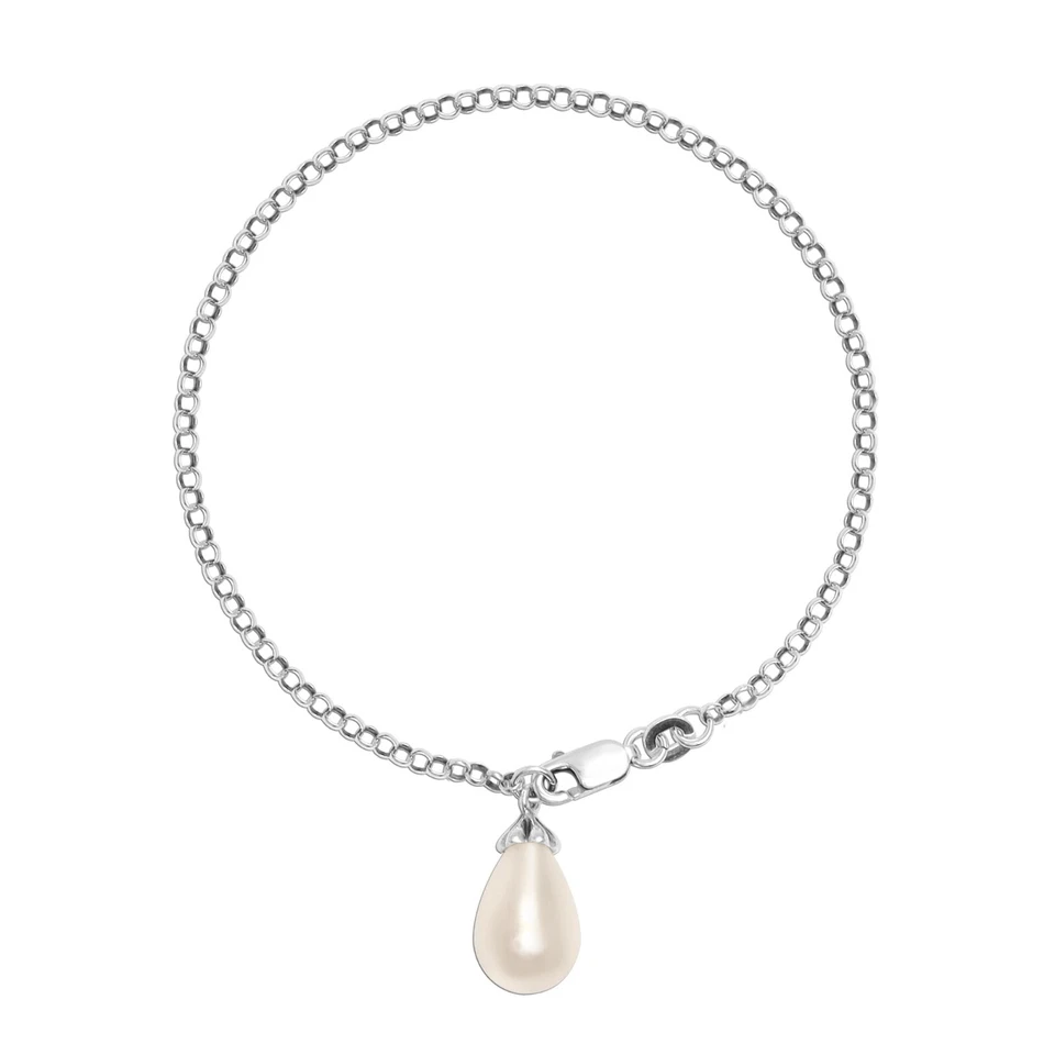 LeCalla Flaunt 925 Sterling Silver Oval Simulated Pearl Bracelet for Women 7.5IN - Image 2 of 4