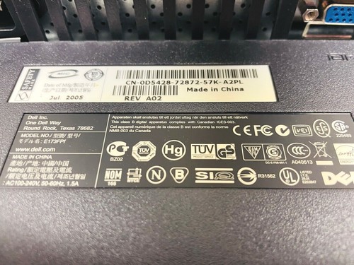 Dell E173FPF 1280 x 1024 Resolution 17" LCD Flat Panel Computer Monitor Display - Picture 6 of 7