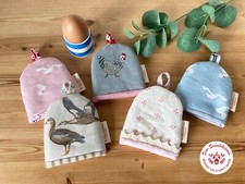 Easter egg cosy- Emily Bond, Peony Sage, Sophie Allport Linen Chicken Seagulls
