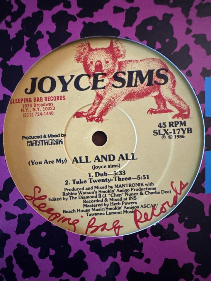 Joyce Sims - All And All 12” Single 1986 Sleeping Bag Records - Image 2 of 4
