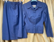 VTG 1960s Wool Tailored Skirt Suit Set Made in Hong Kong Small Women's