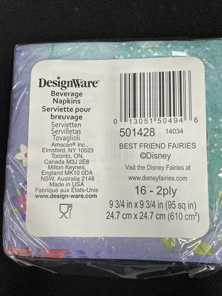 Servilletas de papel para bebidas Tinker Bell Best Friend Fairies Disney fiesta de cumpleaños Foto 3 de 3