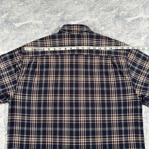 Carhartt Button Up Shirt Men’s Size Medium Navy Blue Plaid Distressed Cotton - Picture 11 of 14