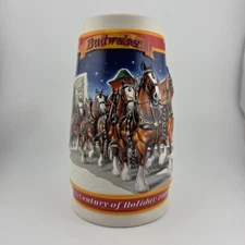 Budweiser Holiday Stein 1999 Clydesdales A Century of Tradition Beer Mug