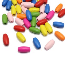 200 Mixed Bright Candy Color Wood Oval Tube Beads 8X15mm Jewelry Making DIY